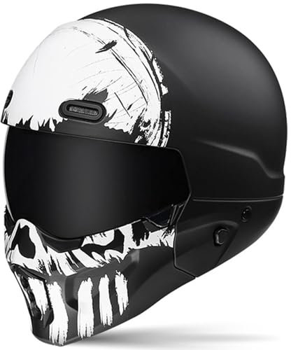 Vintage-Motorrad-Integralhelm, ECE/DOT-geprüft, Retro-Motorradhelm mit offenem Gesicht, für Herren und Damen, Streetbike, Cruiser, Rollerhelm,E,XL