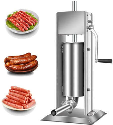 URJWAN Manual Sausage Stuffer, Catering Vertical Sausage, Maker Sausage Stuffer, Sausage Maker Kit for Home & Commercial Use Stainless Steel,2L
