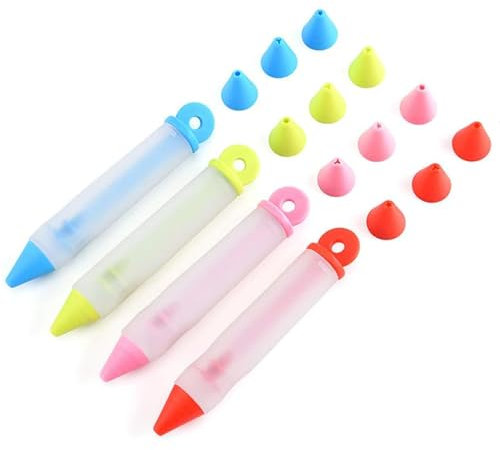 4 Pezzi per Decorare Torte, Penne per Decorare Dessert, Penne per Decorare Cioccolato,Penne per Decorare La Pasticceria Fai da Te Per Glassare Torte, La Cottura E Il Fai da Te (4 Colori)