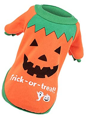 CIYODO Halloween-haustierkostüm Für Hunde Atmungsaktive Hundekleidung Mit Kürbis-Design Bequemer Schutz Bei Kälte Und Sonne