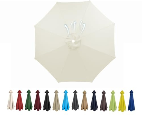 BEEGMA Ø 200/230/270/300Cm Ersatz-Bezug Terrassenschirm Ersatzdach Sonnenschirm Ersatz 6-Rippen 8-Rippen Markttisch Schirm Strand Überdachung (Color : White, Size : 3.0m/10FT-8Ribs)