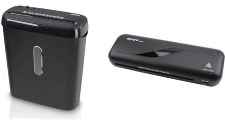 Hama Aktenvernichter Einzug Aktenvernichter professionell Home Office & Genie LA 200 Laminiergerät inkl. Laminerfolien (geeignet bis DIN A4, für 80-125 mic Heißlamination) schwarz, 330 x 106 x 60 mm