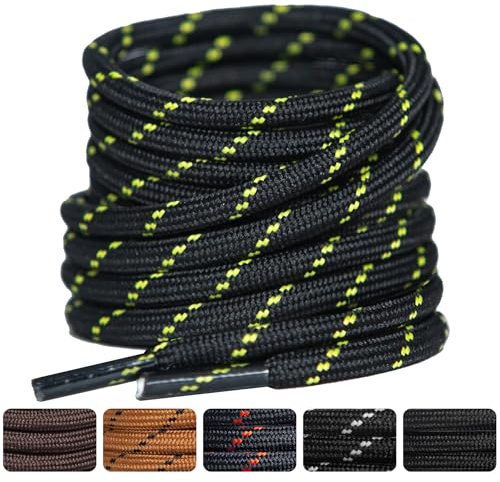 SUBAUM 2 PAIRES Boot Laces Heavy Duty,Strong Round Shoelaces for Work Boots,Walking Boot,Hiking Boots,Thick Replacement Shoe Strings