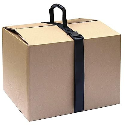 Sangle de transport en nylon pour déménagement - Robuste - Noir - Sangle de transport réglable avec poignée pour déplacer, soulever, transporter des caisses lourdes, de la nourriture, des bagages