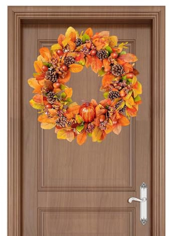 Corona di autunnale,Corone di per porta principale | Decorazione elegante di di Halloween per porta da 25 pollici,Autunno con decorazioni autunnali per la casa, decorato