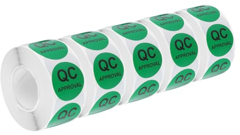 QUARKZMAN Etichette Adesive Di Approvazione Qc per Inventario 25mm/1 Verdi per Magazzino, 5 Rotoli 2500 Pezzi