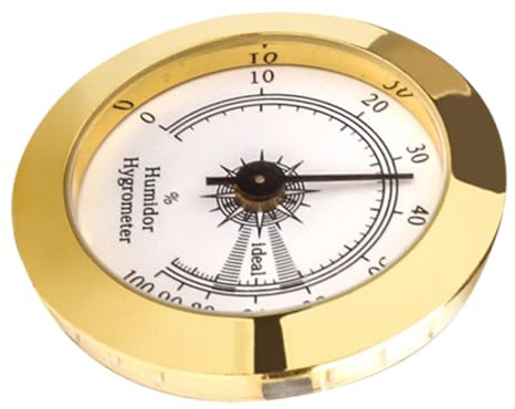 KOMBIUDA Igrometro Analogico Rotondo Per Humidor Sigari, Piccolo Misuratore Meccanico Di Umidità, Accessorio Compatto Per Scatole Umidificate, Per Custodia Sigari e Strumenti Musicali