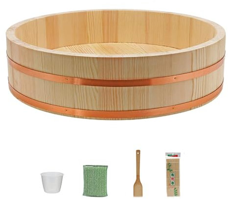 Madera Hangiri Sushi Arrocera Japonés Sushi Arroz Tina Mezcladora Con Banda De Cobre Para Sushi Restaurante Sushi Oke Madera De Pino, 48x12cm