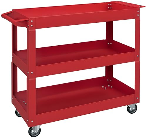 DURHAND Carro de Herramientas con Ruedas Asa Lateral 83x35,3x76 cm Rojo