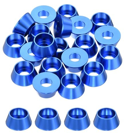 QUARKZMAN Rondelles en forme de cône M8, rondelles de tête de coupe en aluminium anodisé pour vis RC/FPV/PC/Drone/Accessoires mécaniques, lot de 20 (Bleu foncé)