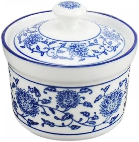 PGPAYH Sucrier, récipient à Sucre, Pot à Sucre, sucrier en céramique, Pot à Soupe Bleu et Blanc, Pot de Rangement, Pot d'assaisonnement avec Couvercle