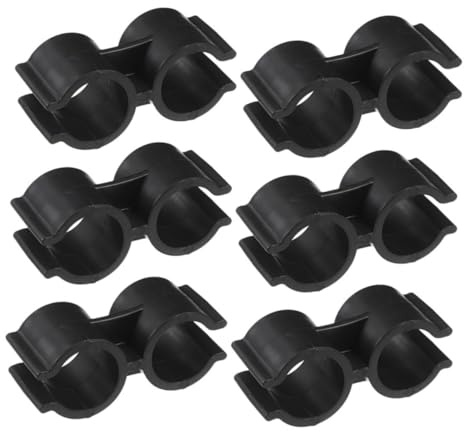 Gadpiparty 6pcs Plastic Double Pipe Clamps Dualhead Design for Pipe and Tube Black Plastic Material Resistant to Deformation Multifunctional Use and Shelf Fasteners