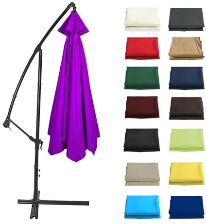 Housse De Rechange pour Parasol 6 Baleines/8 Baleines, Toile De Parasol Déporté, Auvent De Remplacement pour Parasol D'extérieur, Anti-Ultraviolet Imperméable(Purple,350CM/8 Ribs)