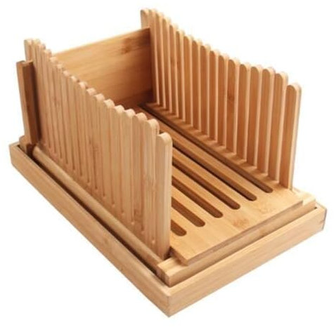 Sirxlevcy Bamboo Wood Bread Slicer for Homemade Bread Toast Cutting Board, Adjustable Thickness Breadmaker for Loaf Cakes A