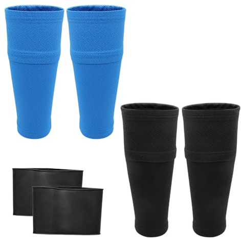 Ziyonix 2 Paires Manchons pour Protege Tibia Foot Enfants, Protège-Tibia Chaussettes de Football Manchons de Compression Mollet Protège Tibias de Football avec Porte-Tibias en Silicone pour Enfants