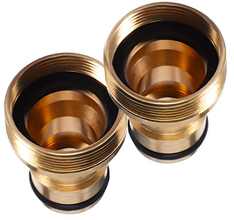 Abaodam Tap Connector and Hose Adapter for Kitchen and Garden Use, Full Brass 2pcs Set, Compatible Mixer Taps and Water Hose, Quick Coupling Faucet Nozzle Adapter for Home Plumbing