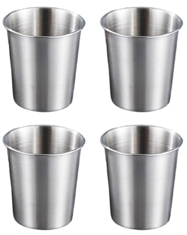 GMBYLBY Paquete de 4 vasos multifuncionales de acero inoxidable para niños, prácticos y portátiles, vasos de metal para el hogar o
