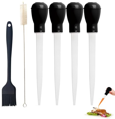 6 Pcs Turkey Baster,Baster for Cooking,Meat Injector,Set with Cleaning Brush,Suitable for Roasted Chicken Beef and Barbecue, Easy to Clean and Maintain