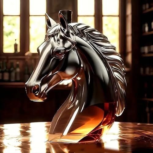 Horse Head Glass Whiskey Decanter, 350ml Capacity, 17cm Height, Decorative Wine Aerator