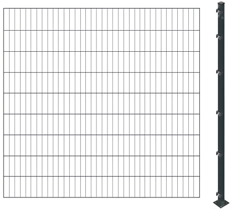 Einstabmattenzaun inkl. Pfosten zum Aufschrauben (Höhe: 180 cm, Länge: 8 m) | Einstabmatten in Anthrazit | UV- und witterungsbeständig