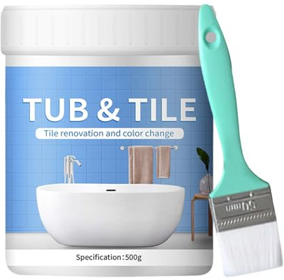 500g Peinture Pour Carrelage De Douche, La Peinture Pour Lavabo, Baignoire Et Wc, Kit De Finition Pour Salle De Bain À Séchage Rapide, Pour Cuisine/Douche/Porcelaine/Evier Rénovation Des Couleurs