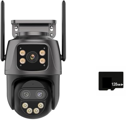 CSDASW 9MP 4K HD caméra IP extérieure 8X Zoom Trois objectifs Double écran PTZ caméra Suivi Automatique sécurité à Domicile CCTV Surveillance 4MP Cam(9MP Add 128G)