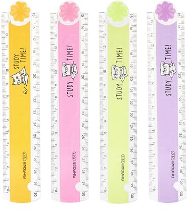 4 reglas plegables, regla geométrica transparente de 30 cm, regla recta y bonita para niños, escuela, oficina, color aleatorio