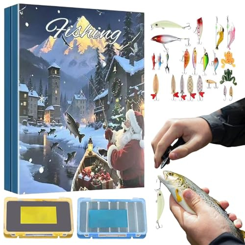 Adventskalender - Fischköder-Set 24 Tage 2025 | Kalender Rückwärtskosten Kit Weihnachtsköder, Für Salzwasser, Süßwasser, Fluss Jungen Ehemann Vater Tore