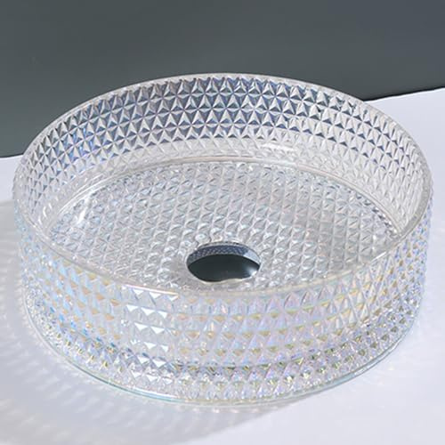 ZYCDP Waschbecken Rund Glas Bad Aufsatzwaschtisch Ohne Hahnloch 400 X 400 X 120 mm Farbe