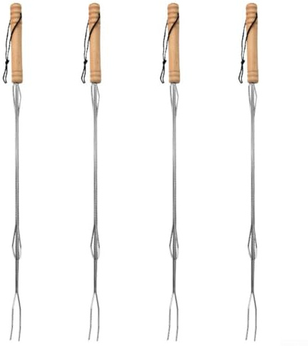 Lot de 4 fourchettes télescopiques pour barbecue en acier inoxydable avec poignées confortables pour feu de camp et barbecue