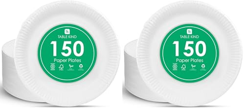 Talking Tables 150 assiettes en carton blanc jetables pour anniversaire, fournitures de restauration, 22 cm (Lot de 2)