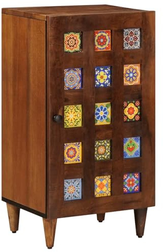 Hoopleep Buffet en bois massif de noyer mangue, 40 x 33 x 75 cm, avec porte à charnière, petite étagère robuste pour salle à manger, salon, couloir