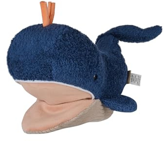 Sterntaler Handpuppe Wal aus weichem Flausch, Kinder- und Babyspielzeug, wattiert mit Polyesterwatte, 11,5 × 11 × 28 cm – Marine