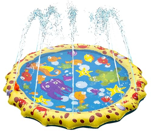 Splash Pad,Doyomtoy Sprinkler Play Matte Sprinkler Wasser Spielmatte Sommer Wasser Sprinklerpool für Haustiere,Sommers-Spielmatte im Freien