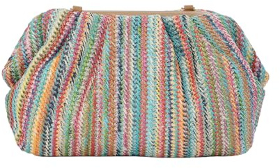 BWBIKE Cloud Dumpling Women’s Straw Crossbody Clutch Bag, Handwoven Summer Shoulder Purse for Beach, Evening & Parties