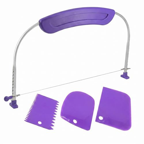 Parspetil 11 Inch Adjustable Cake Leveller, Stainless Steel Cake Slicer and Cutter with Non-Slip Handle, Includes Cake Smoother Tool for Layered Cakes and Tiered Sponges, Baking Accessories