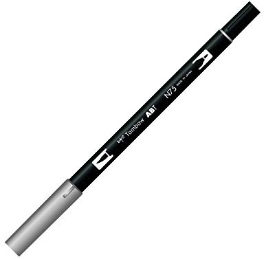 Tombow ABT-N75 fiberpenna dubbla borstar penna med två spetsar, cool grey 3
