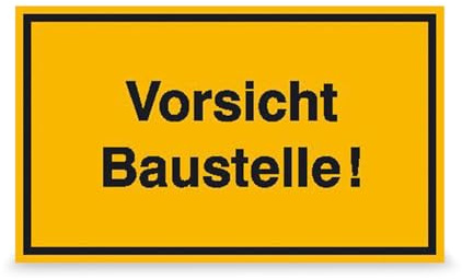 Betriebsausstattung24 Hinweisschild Vorsicht Baustelle! - Aluminium, geprägt - 50,0 x 30,0 cm - Text Schild - Baustellenkennzeichnung
