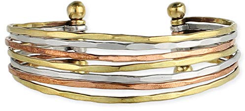 Zad Mixed Metal Hammered Cuff Fashion Bracelet