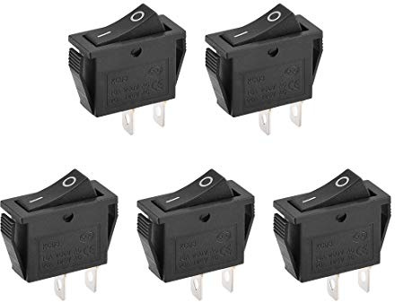 uxcell Lot de 5 interrupteurs à bascule SPST 2 positions Marche/Arrêt 2 broches AC 250 V/15 A 125 V/20 A pour bateau, 32 x 14 mm