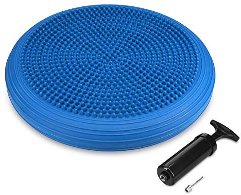 Navaris Balancekissen Ballsitzkissen mit Luftpumpe - Balance Unterlage Kissen Sitzkissen Rücken Training - Noppen und Glatt