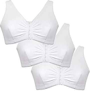 Eden House Ladies Pack of 3 Bra Cotton Front Fastening Magic Bra