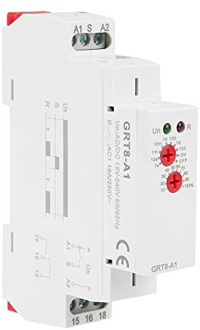 BigKing Relé, GRT8-A1 Mini Relé de Tiempo de Retardo de Encendido, Tipo de Carril DIN, AC/DC 12V ~ 240V