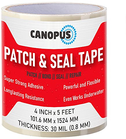 CANOPUS Professional Patchband, Dichtungsband Extra Starke (10cm x 1,52m) Isolierband für Leckagen an Schläuchen, Rohren, Booten und elektrischen Kabeln, Weiss