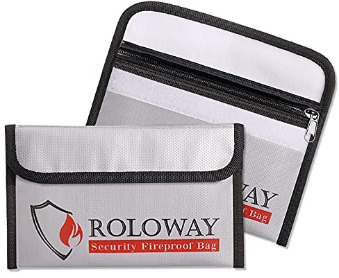 SEKAM Feuerfeste Wertsachen-Tasche, Silber, Polyethylen, 12,7 x 20,3 cm, Klettverschluss, 2er Pack, Feuerfest und wasserabweisend, Allgemein, Notfallvorbereitung, Reisen