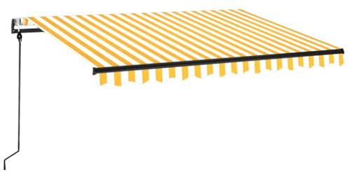 vidaXL Gelenkarmmarkise Automatisch Markise Balkonmarkise Sonnenmarkise Sonnenschutz Sichtschutz Terrasse Garten Balkon 350x250cm Gelb Weiß