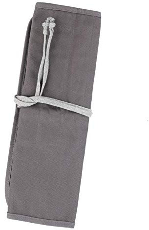 Gray Roll Up Paint Brush Holder, Artist Canvas Roll Pouch, Canvas Art Paint Brush Holder with 20 Slot Pockets Makeup Brushes Rollup Case for Paintbrush Eraser Pen