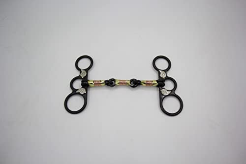 Juhua Pferde-Trainings-Bit Western, 12,7 cm, Kupferdraht, umwickelt, süßer Edelstahlmund und schwarze Wange mit handgravierten silbernen Blättern, Trense für Pferde