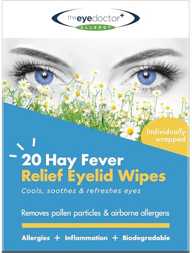 Eye Doctor Hayfever Eye Wipes for Itchy Watery Allergy Eyes, Pack of 20 | Removes Pollen, Dust and Pet Allergens from Lids and Lashes, Sterile Saline, Eco Biodegradable, Preservative Free, 20 Sachets