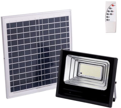 Proyector LED Solar 120W 6500K Panel: 6V/15W Batería: 3,2V/8000MaH Control Remoto [HO-SOLARFL-120W-01] | Greenice